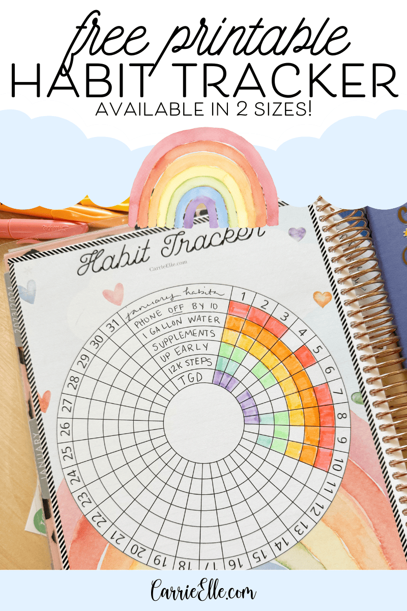 printable circular habit tracker | rainbow design - carrie elle